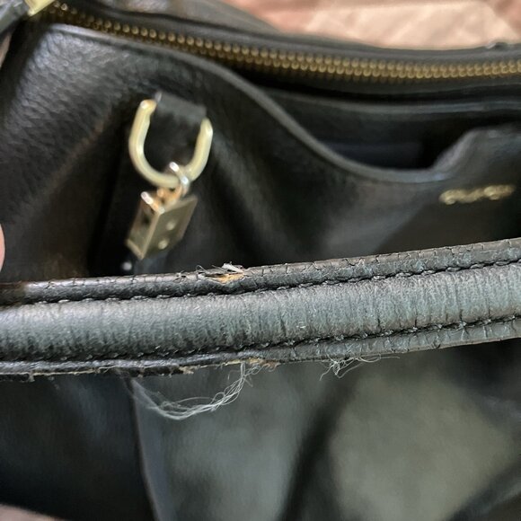 Coach Madison Cafe Carryall Womens Black Pebbled Leather Shoulder Bag Purse - Picture 7 of 16